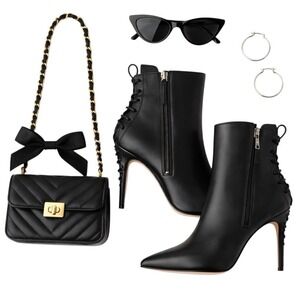 Alexandra Neel 326 Black Leather Heeled Boots EU 37 Made in Italy in GUC